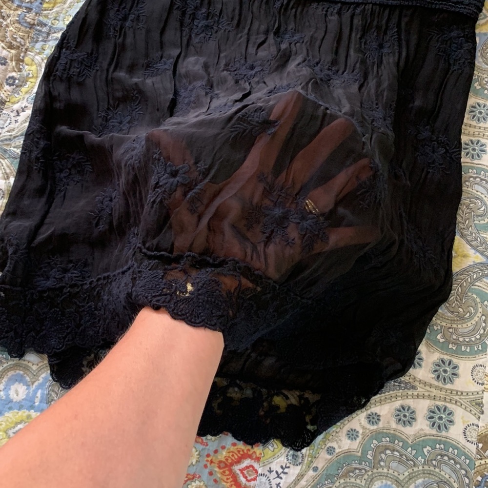 Nicole sheer embroidered navy blue skirt M - Picture 2 of 11